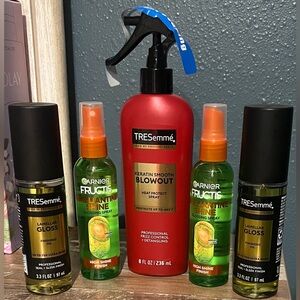 Tresemme Finishing Oil & Heat Protect Spray & Garnier Glossing Spray 5 Item Lot